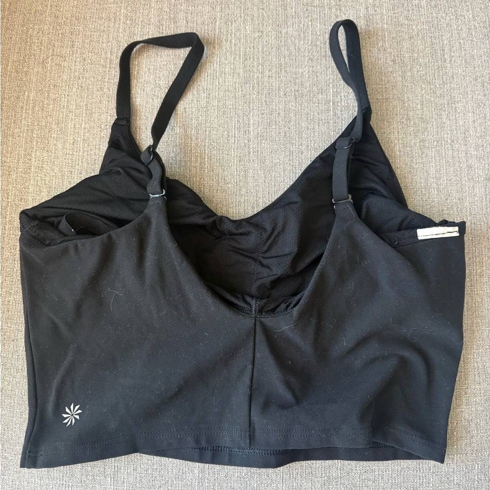 Athleta Women’s Elation V-Neck Crop Sports Top Black Without Padding - Size XS - Picture 2 of 3